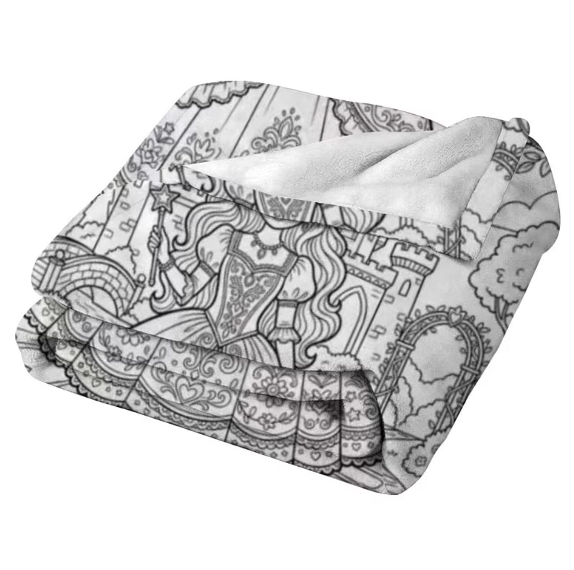 👑 Princess Castle Coloring Blanket 🏰🎨 Free drawstring bag included 👈🏼