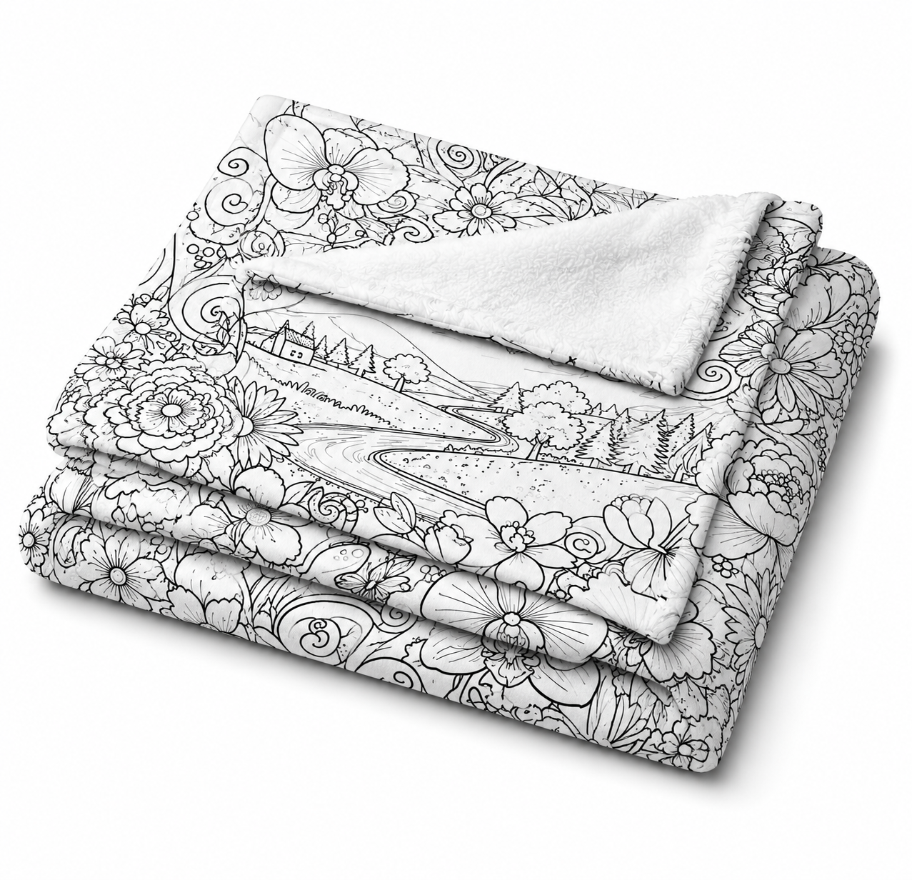 🌸 Floral Fantasy Coloring Blanket 🎨✨ Free drawstring bag included 👈🏼