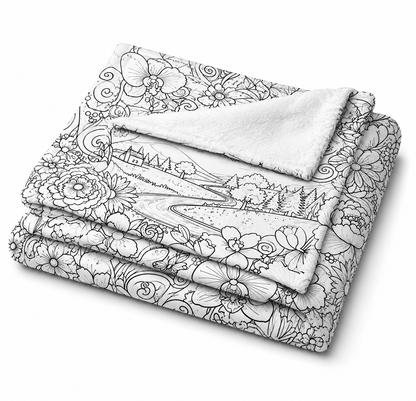 🌸 Floral Fantasy Coloring Blanket 🎨✨ Free drawstring bag included 👈🏼
