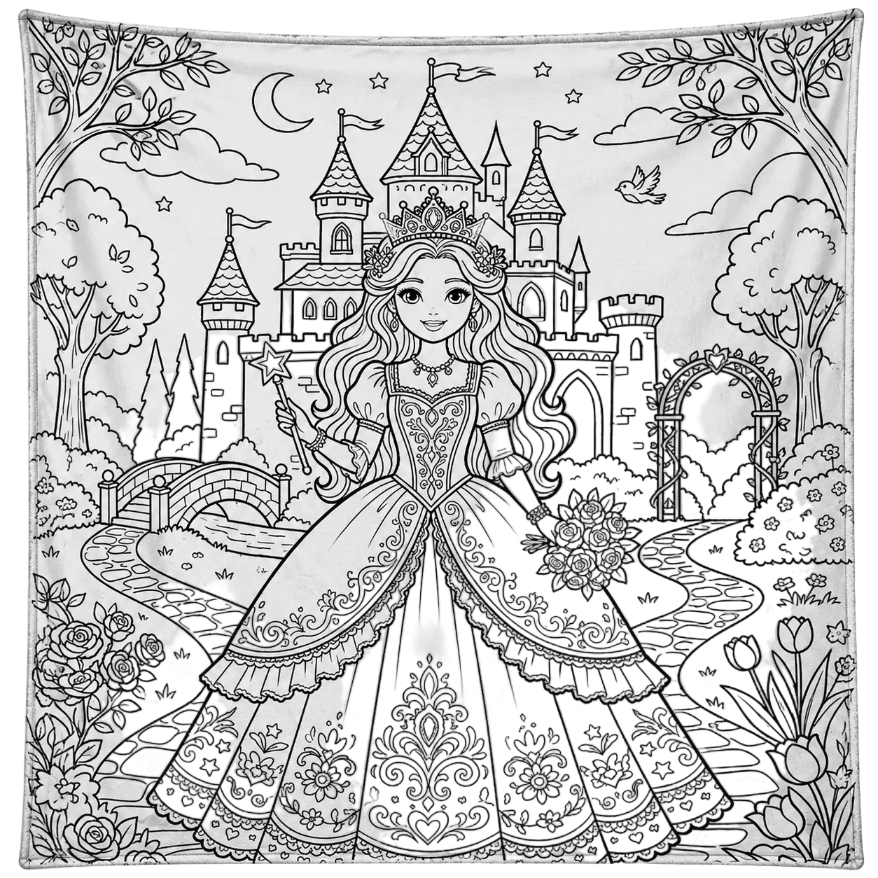 👑 Princess Castle Coloring Blanket 🏰🎨 Free drawstring bag included 👈🏼
