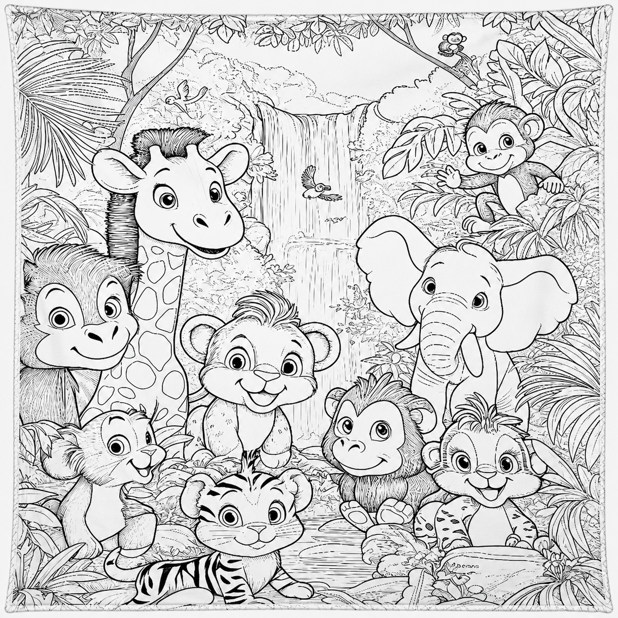 🦊 Woodland Friends Coloring Blanket 🎨 Free drawstring bag included 👈🏼