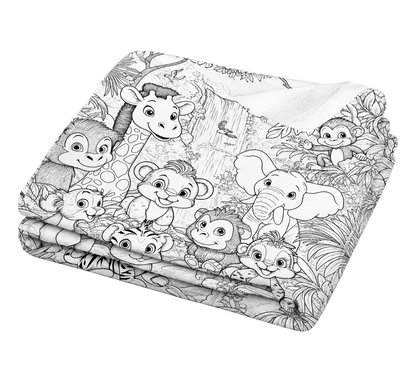 🦊 Woodland Friends Coloring Blanket 🎨 Free drawstring bag included 👈🏼