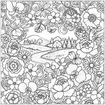 🌸 Floral Fantasy Coloring Blanket 🎨✨ Free drawstring bag included 👈🏼