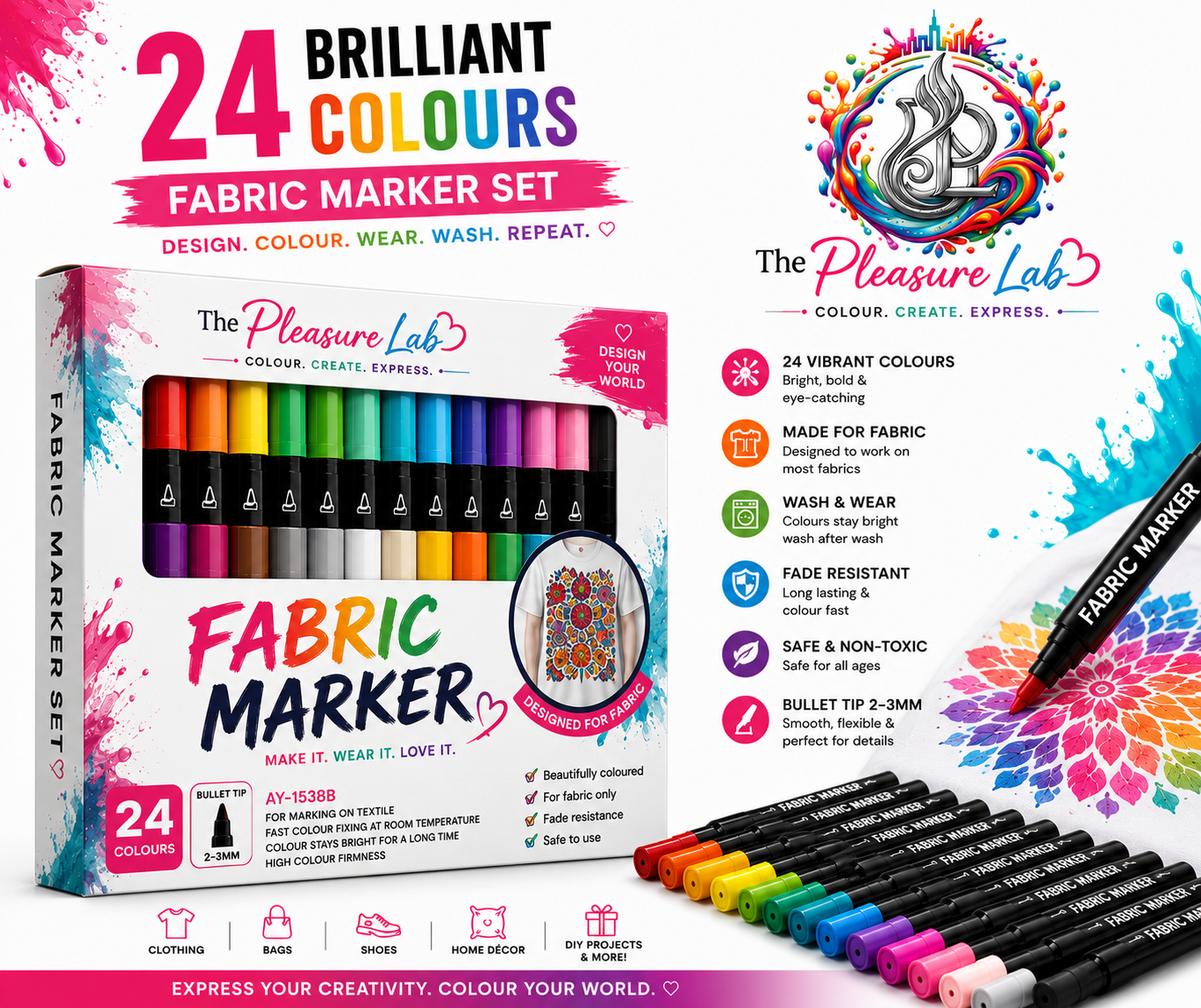 🎨 Premium Fabric Art Marker Set ✨🖌️
